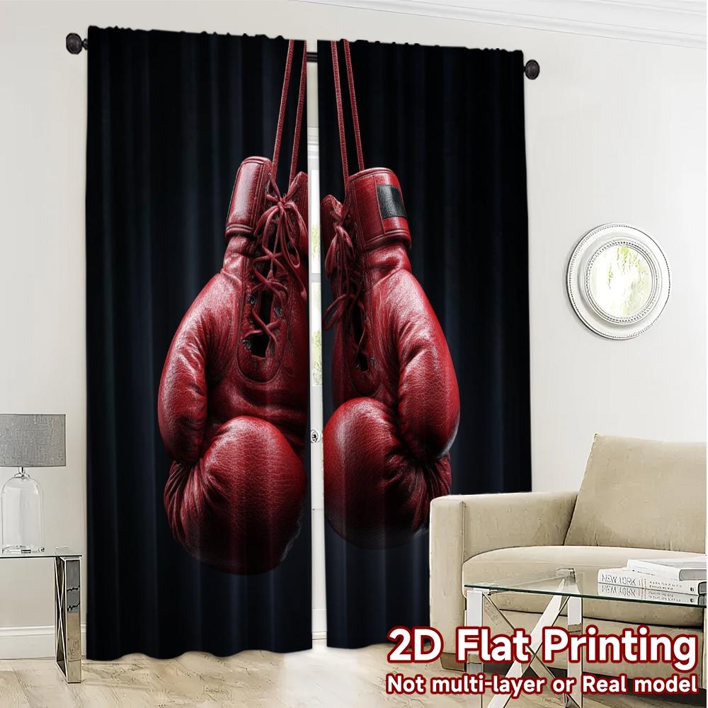 2pcs   2D FLAT PRINTING Curtains (Without Rod) Boxing Passion Popular Curtain Versatile Polyester Curtains Gifts Suitable for