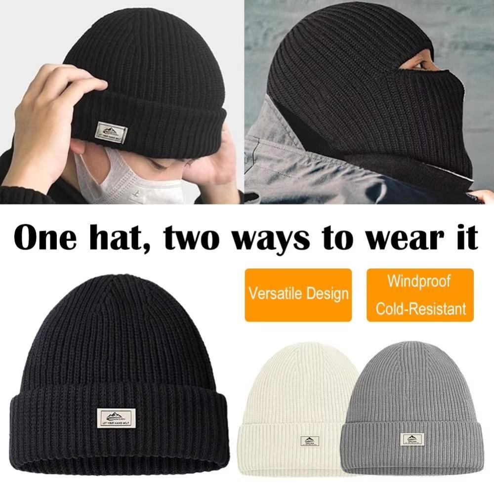 2 w 1 Zimowa Dzianinowa Czapka Kominiarka Wiatroszczelna Ciepła Narciarska Czapka Beanie Mężczyźni Kobiety Taktyczna Rowerowa Bieganie Ocieplacz na Uszy Czapka Pełna Maska na Twarz
