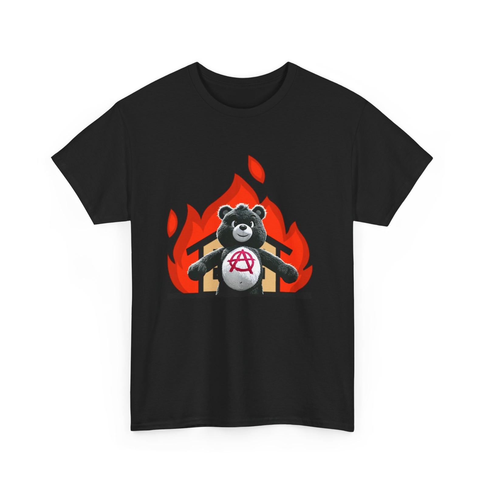Anarchy Bear Tee, Funny Care Bear Shirt, Edgy Bear Graphic Tee, Unisex T-Shirt Mens Womens Tees Top; XL