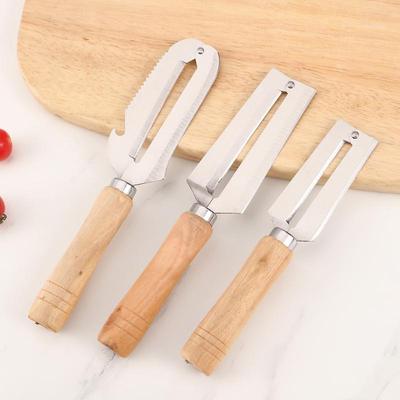 Multi-Functional Vegetable Peeler For Kitchen, Ultra-Sharp Stainless Steel Blade With Wooden Handle And Bottle Opener