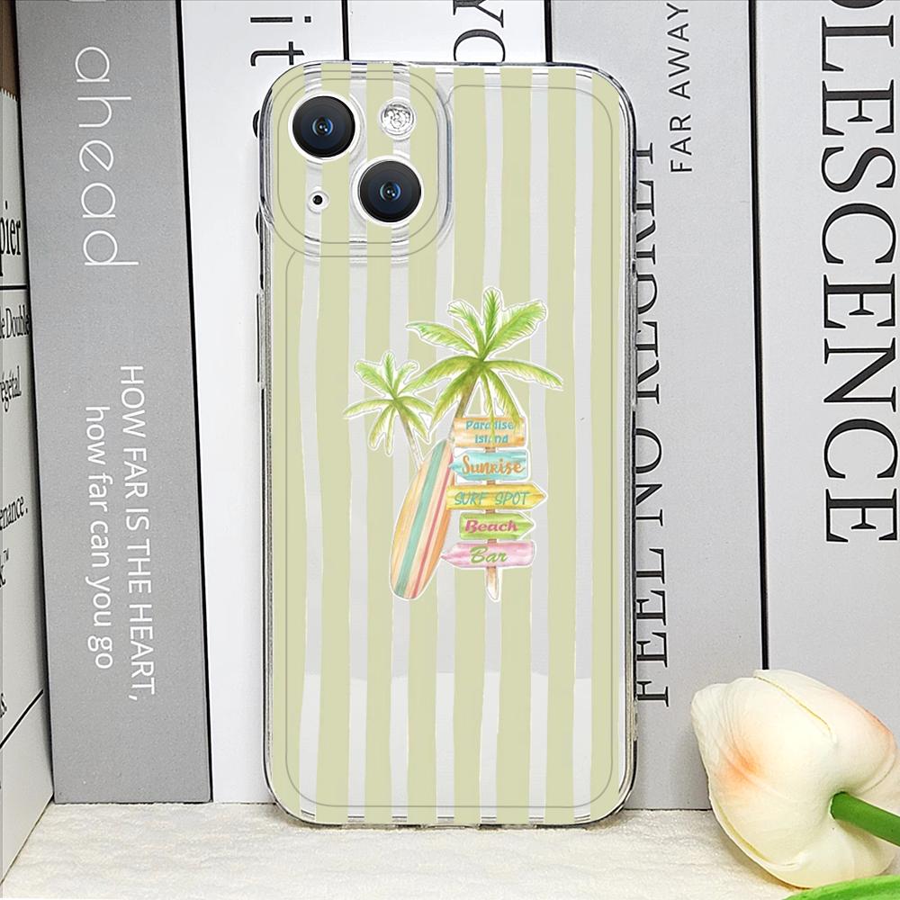 Kreative Hand-Kokospalme Gestreiftes Muster Handyhüllen für iPhone 17 16 15 14 13 12 11 Pro Max XR 8 7 Plus 13 12 Mini Weiche Hülle