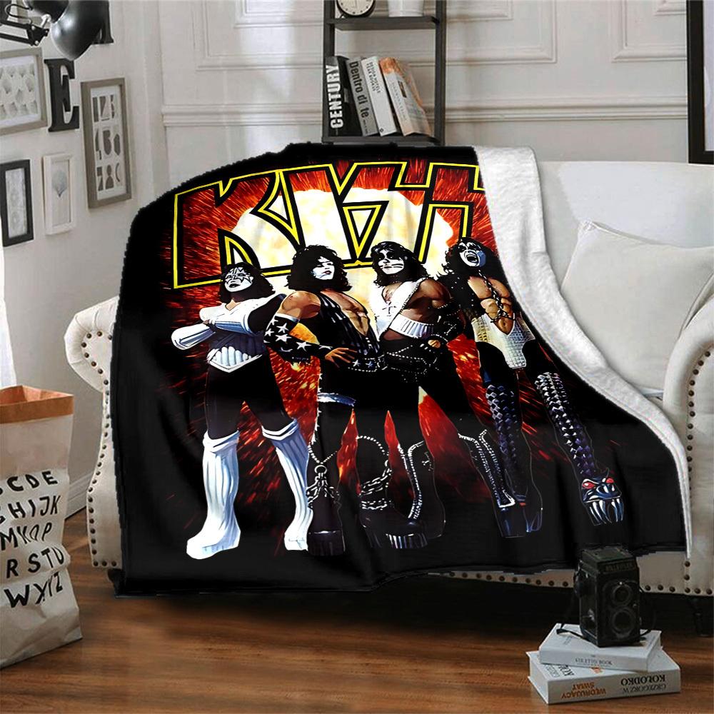 1 Stück KISS Band Weiche hautfreundliche Flanelldecke mit Digitaldruck, Verschiedene Größen erhältlich für Familie, Freunde, Geburtstag