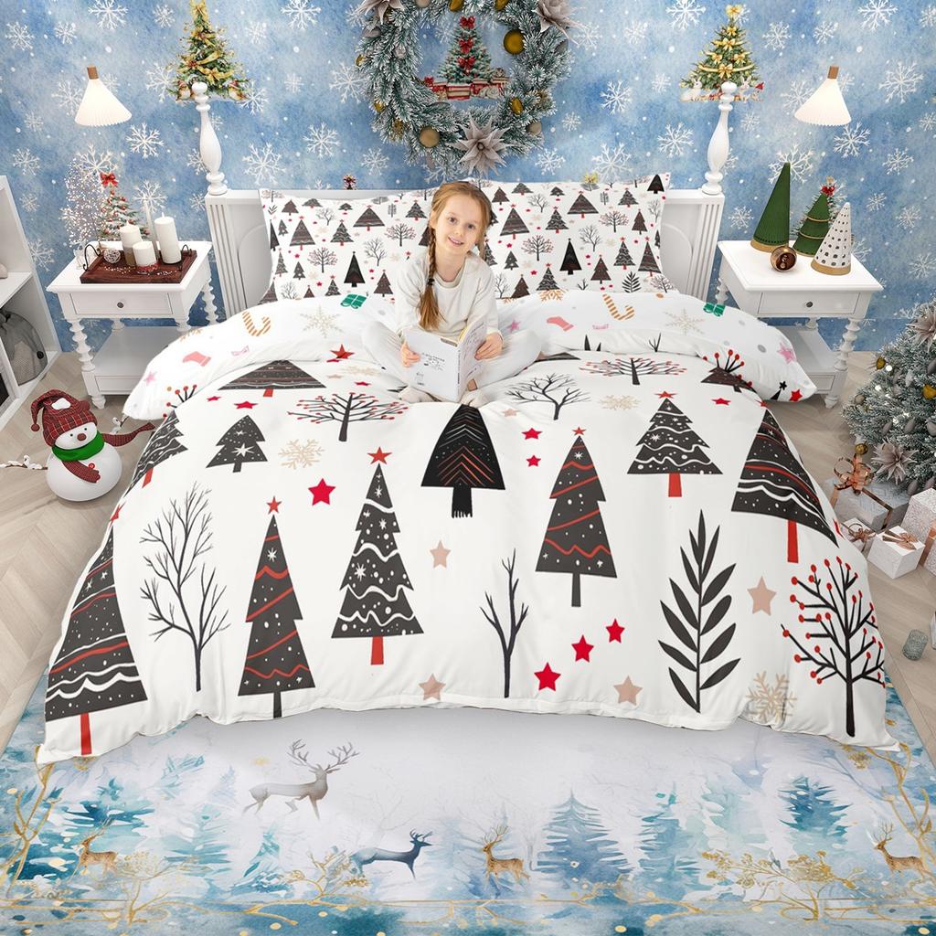 Set cearșaf de plapumă Homewish Crăciun Turta dulce pentru Copii, Set de Pat Merry Xmas, Set Cearșaf de Plapumă Cadouri An Nou Fericit