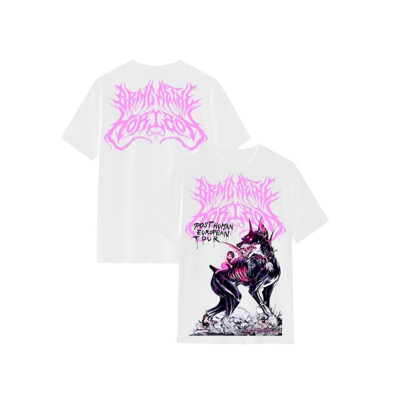 Bring mir den Horizont: Schwarzes Metall Anime Stil Trendige Marke Kurzarm 3D Gedrucktes T-Shirt, Mode Top für Herren und Damen
