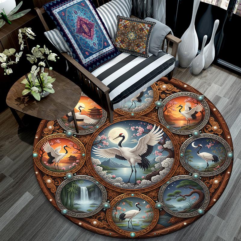 Cartoon Print Round Area Rug,Carpet Rug for Living Room Bedroom Sofa Playroom Decor,Non-slip Floor Mat