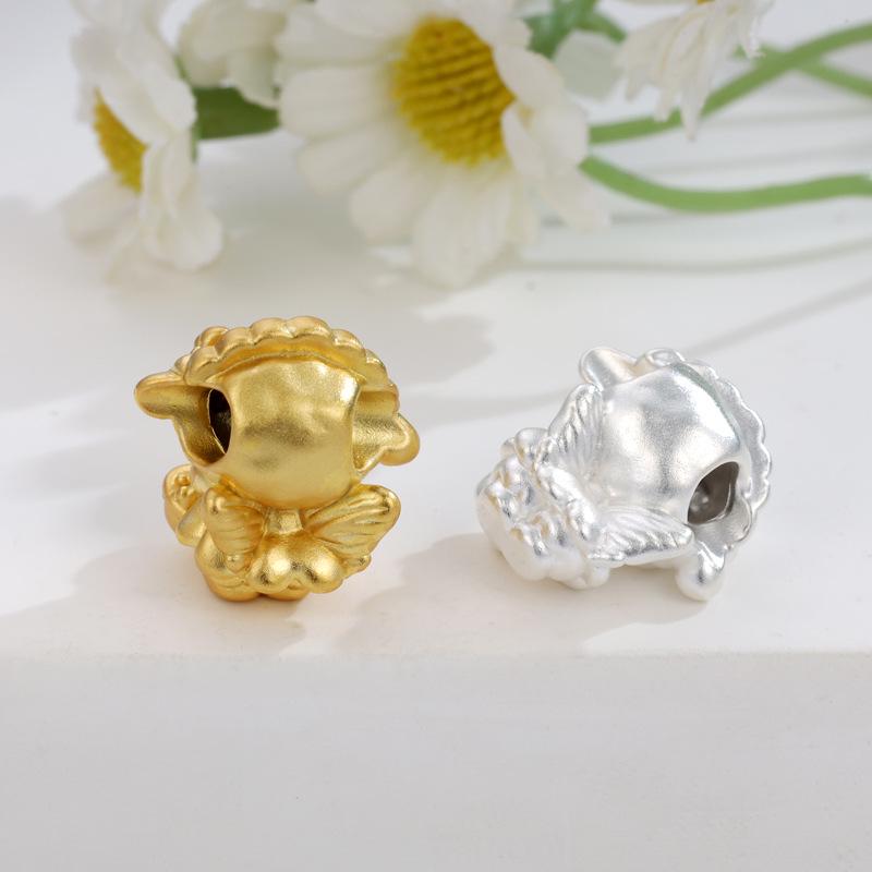 Sterling Silver 999 Little Sheep Beaded Flower Child DIY Jewelry Accessories