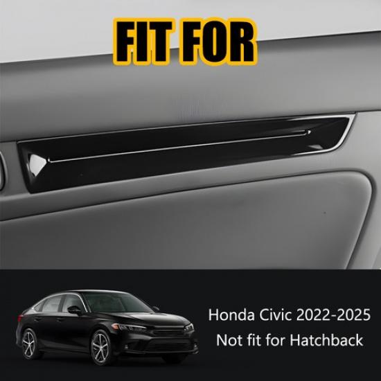 Gloss Black Interior Rear Door Panel Trim Strip Cover For Honda Civic -2025