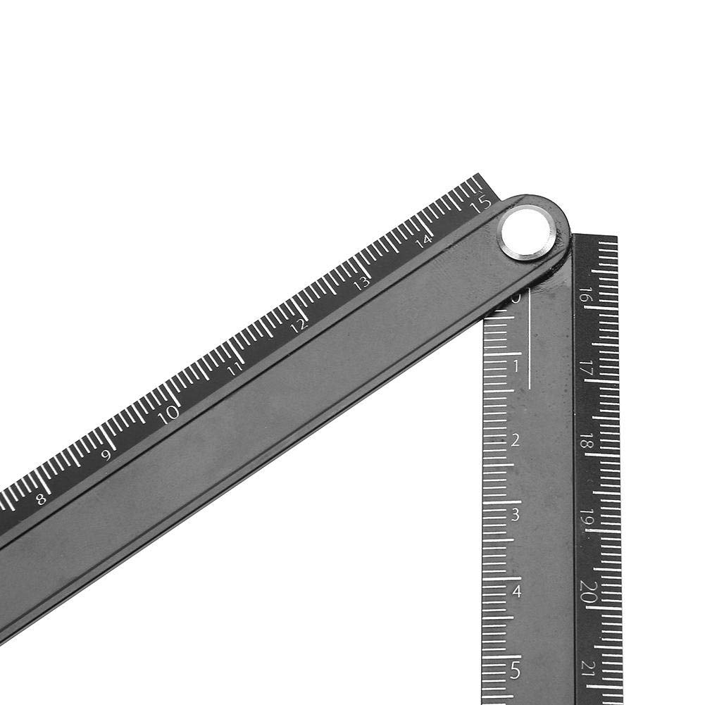Folding Aluminum Alloy Ruler 0-300mm Measurement Range, Simple Angle 90 Metal Stationery for Artists, Construction Workers, Designers, Carpenters