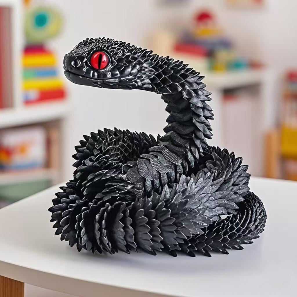 3D Printed Snake Articulated Bush Viper Toy-Dragon Snake Integrated Joint Mobility Statue Ornament Home Decor Gift Size 30-60CM