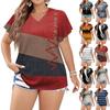 Damenmode Lässig Bedrucktes V-Ausschnitt Kurzarm Oversized T-Shirt Top