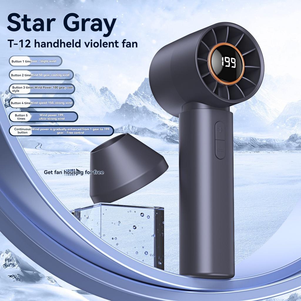 Portable Handheld Fan With Led Display Refrigeration Office Desktop Gifts, Usb Rechargeable Battery Outdoor Fan