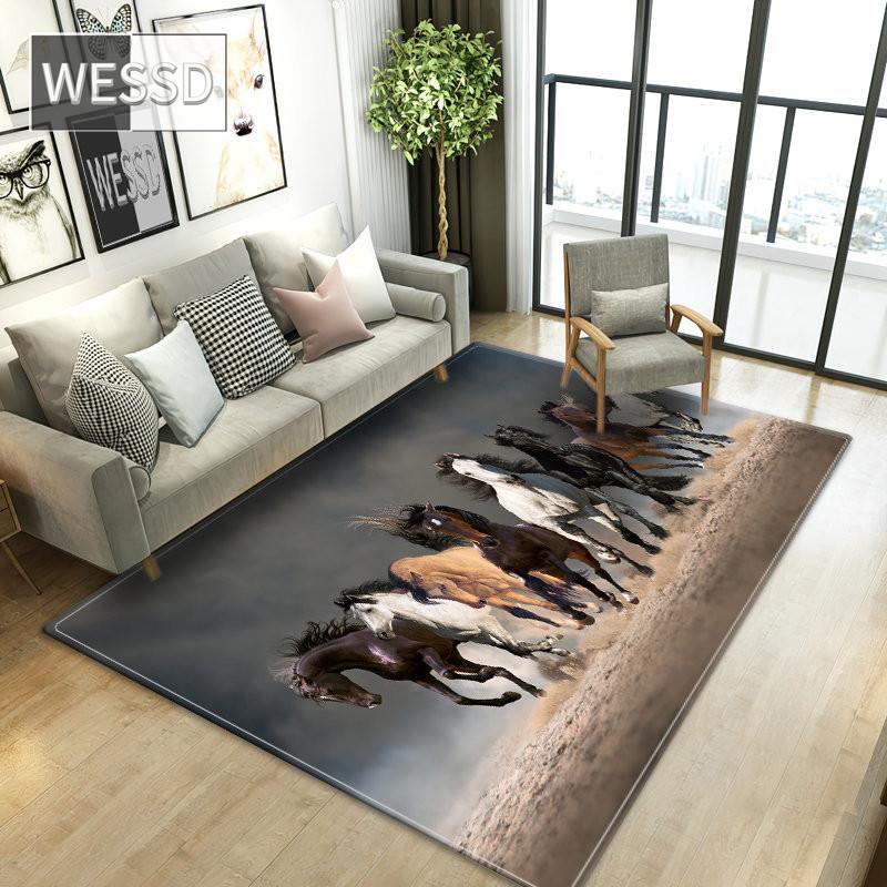 Horse Carpet Living Room 3D Animal Sofa Carpet Large Mats Kitchen Anti-slip Water Absorption Sponge Mat For Bathroom Bedroom Rug