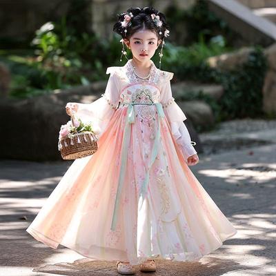 Dívčí hanfu 2025: Jarní/Podzimní oblek Tang - Princeznovské šaty v čínském stylu