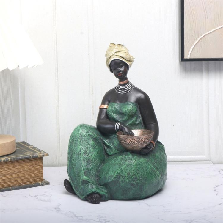 African Statue and Sculptures for Home Decorations African Lady Figurines Collectible Art Crafts Tabletop Centerpieces