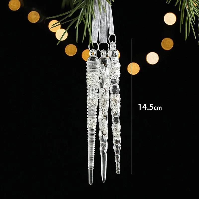 Weihnachts-Eiskristall-Anhänger Weihnachtsbaum-Anhänger Transparente Acryl-Engel-Licht Luxuriöse Szenen-Dekoration Requisiten Silvester 2025