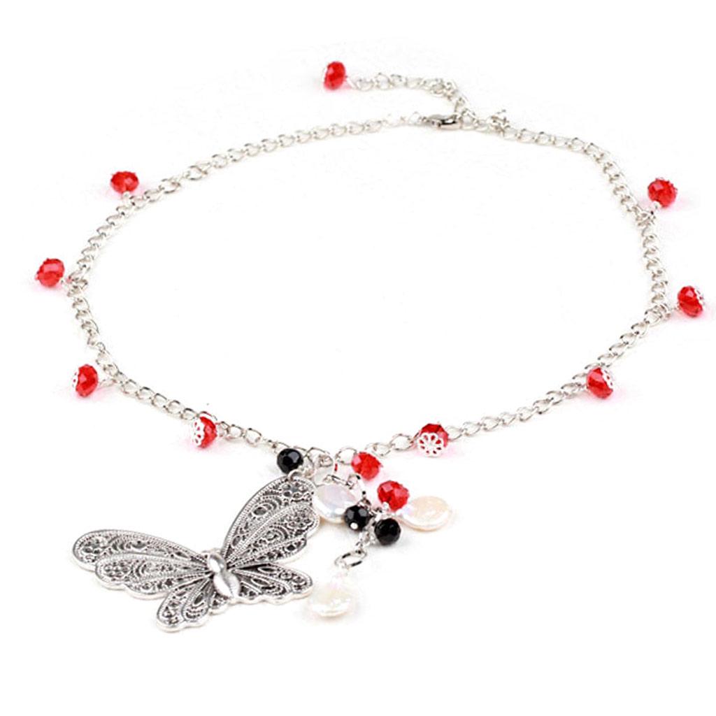 Les Trésors De Lily [K1640] - 'Mineralia' Butterfly Designer Necklace