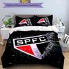 3 adet São Paulo FC logo desenli nevresim takımı yorgan kılıfı takımı yorgan kılıfı ve yastık kılıfları içerir, her mevsim yatak odası dekorasyonu ve hediye için mükemmel