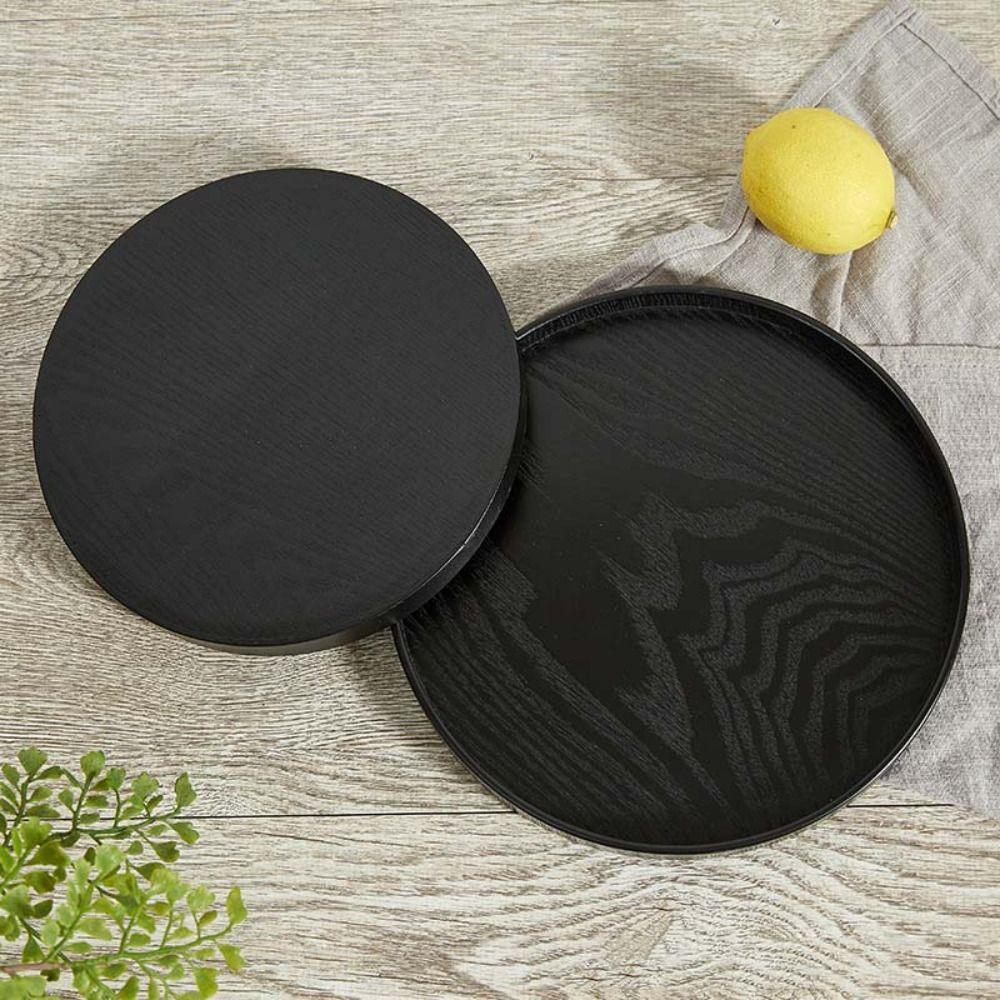 Black Tea Tray Wood Food Plate Household Serving Tray  Hotel