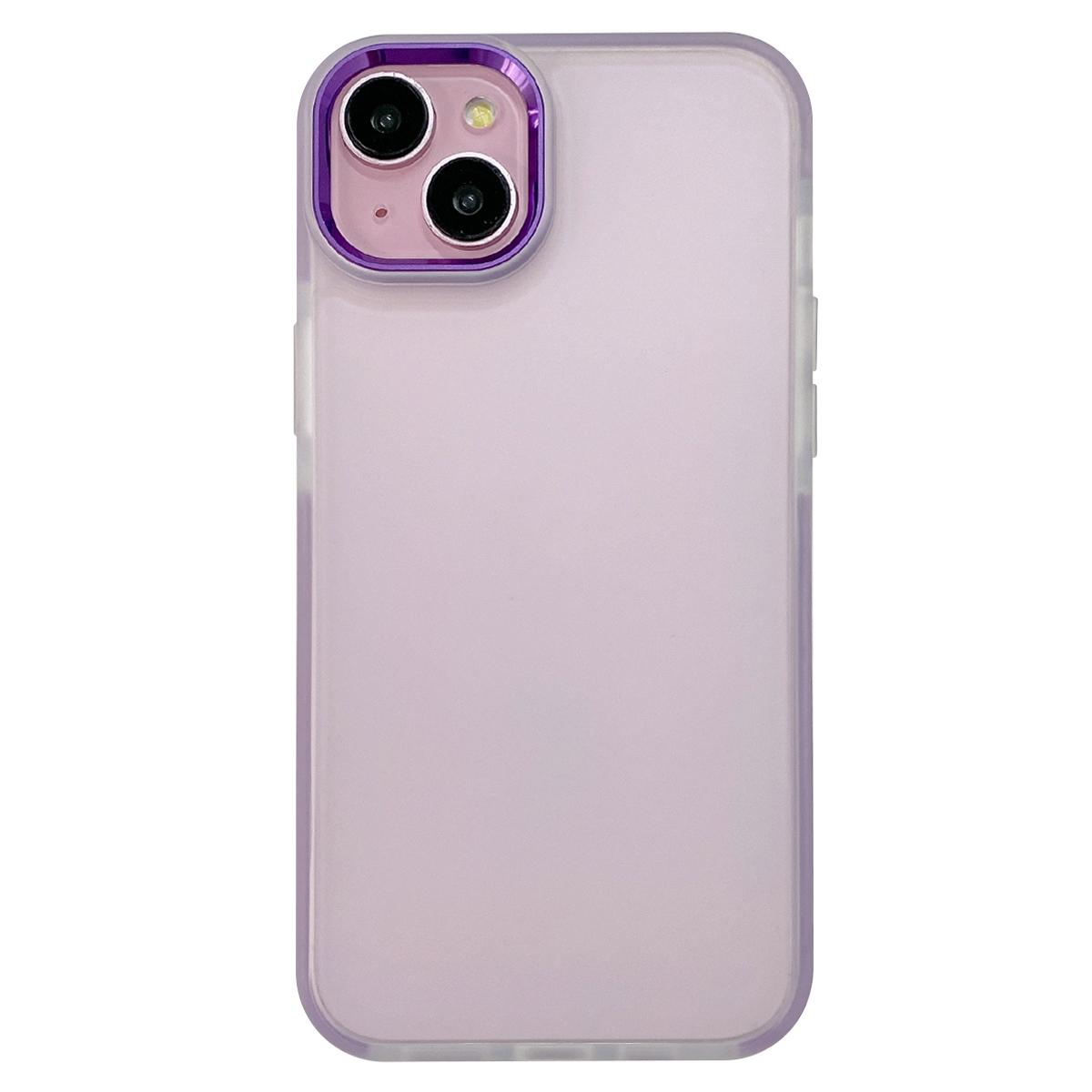 

For iPhone 14 Case TPU+PC Translucent Matte Anti Drop Phone Back Cover Purple