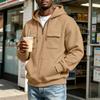 Men's Hooded Jacket with Multiple Pockets Casual Athletic Raglan Sleeve Outerwear
