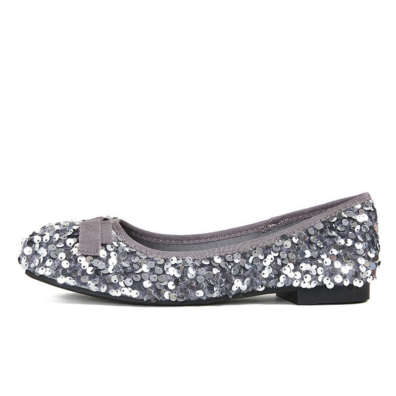 Fashion Women Flat Shoes Shallow Mouth Sparkling Sequin Bow Flat Shoes Temperament Single Shoe Women Flats Womens Shoes Fashion