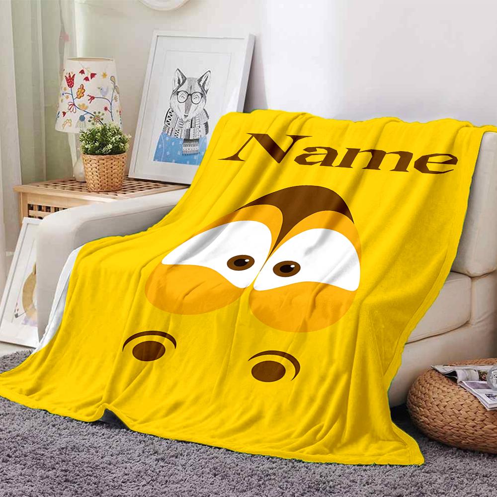 Customiz Name Personality Larva Blanket Soft &Warm Sofa Office Bed Travel Lunch Break Blanket, Gift Suitable All Seasons