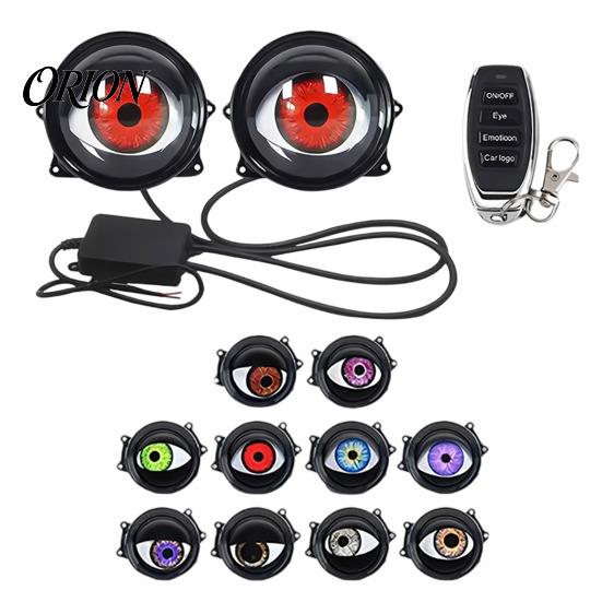 Universal Vehicle Projection Kit Dynamic Eye Car Light, Demon Synchronized RGB Animation Lamps, Devil Headlight Projector 6/33 Mode Remote Control
