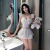Original Floral Color Block Lace Sexy Low-Cut Camisole Maid-Style Lingerie