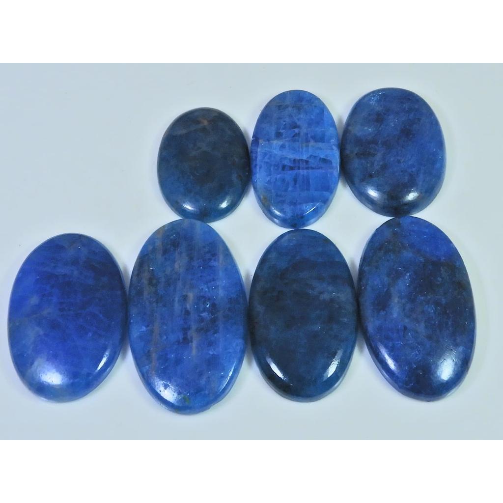 07Pcs Natural Blue Apatite Oval Shape Cabochon Loose Gemstone 310Cts. Lot C-2430