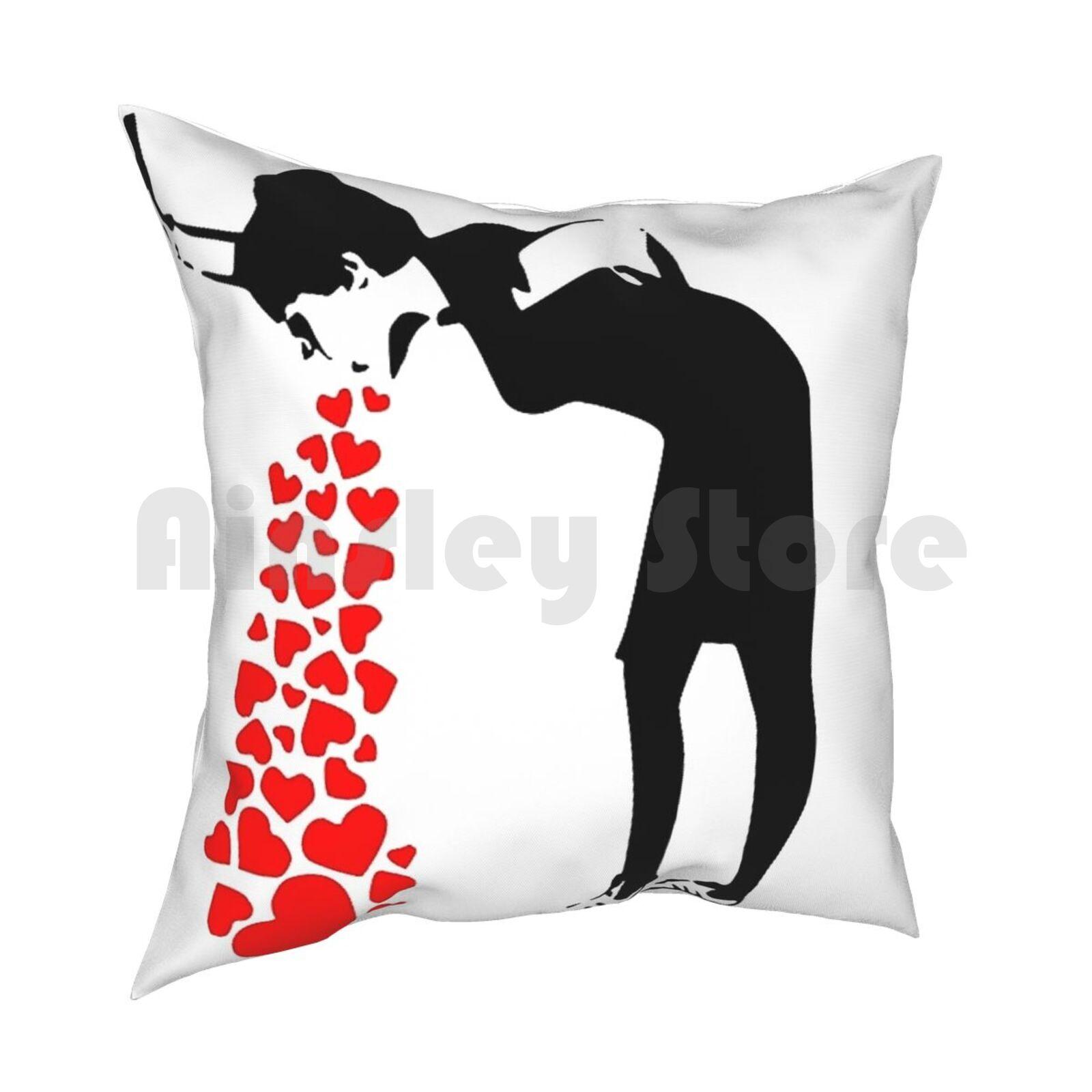 BanksyLovesick Pillow Case Printed Home Soft DIY Pillow Cover Banksy Lovesick Love Up Heart Hearts Heart Vomit Vomit 30x30cm 12x12in