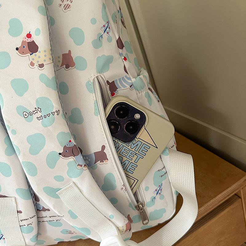 Schoolbag new cute cartoon dog printed backpack female student gift large capacity shoulder pain bag light casual schoolbag