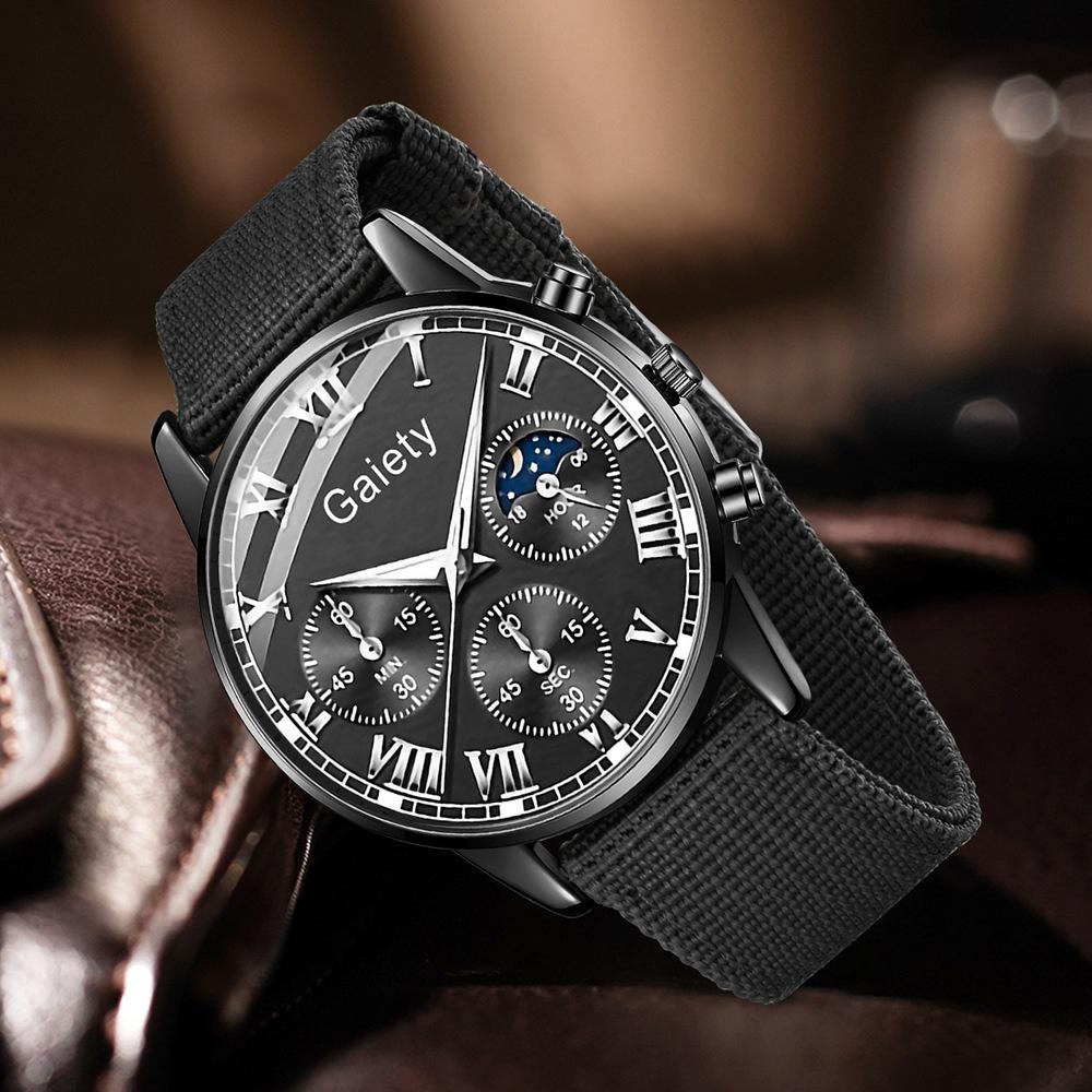 Men's Watch Casual Business Glass Quartz Watch Three-eye Calendar Fully Automatic Movement Watch Watch Large Dial Luminous