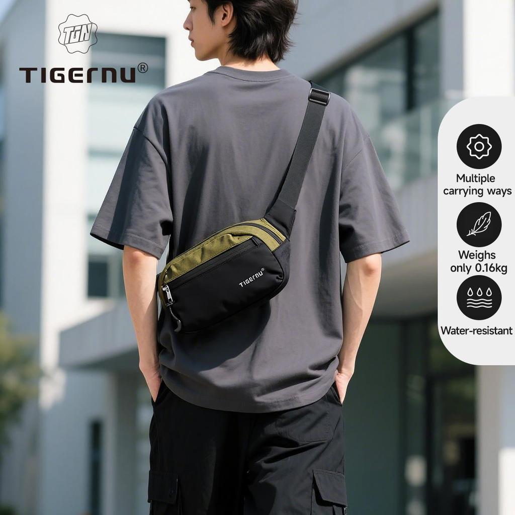 Tigernu Bolsa de Cintura Pochetes Para Homens Bolsas de Peito Bolsa de Cinto Masculina Casual Saco de Quadril Leve Bolsa de Ombro Para Homens Bolsa Transversal