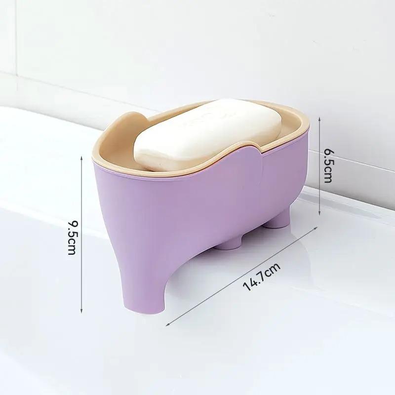 Soap Box NEW Double Layer Creative Cute Elephant Bathroom Accessories Home Decorative Children Students Waterproof Drain Rack