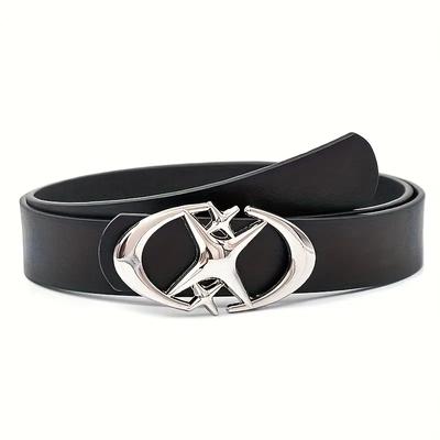 Stylish Oval Cross Metal Buckle Belt Durable Simple Universally Compatible Unisex Gift for Men Women