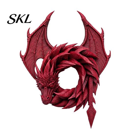 Small Decorative Wreath 3D Creative Dragon Ornament, Realistic Detailed Round Shaped Decor, Holiday Stylish Desktop Ornament for Home Indoor,