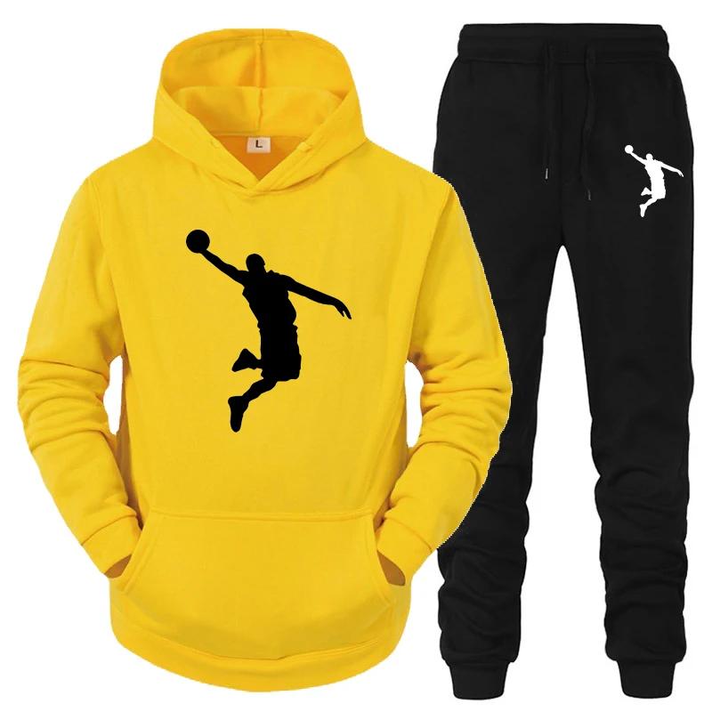 

Мужской молодежный спортивный костюм с капюшоном высокого качества с принтом 3XL жёлтый