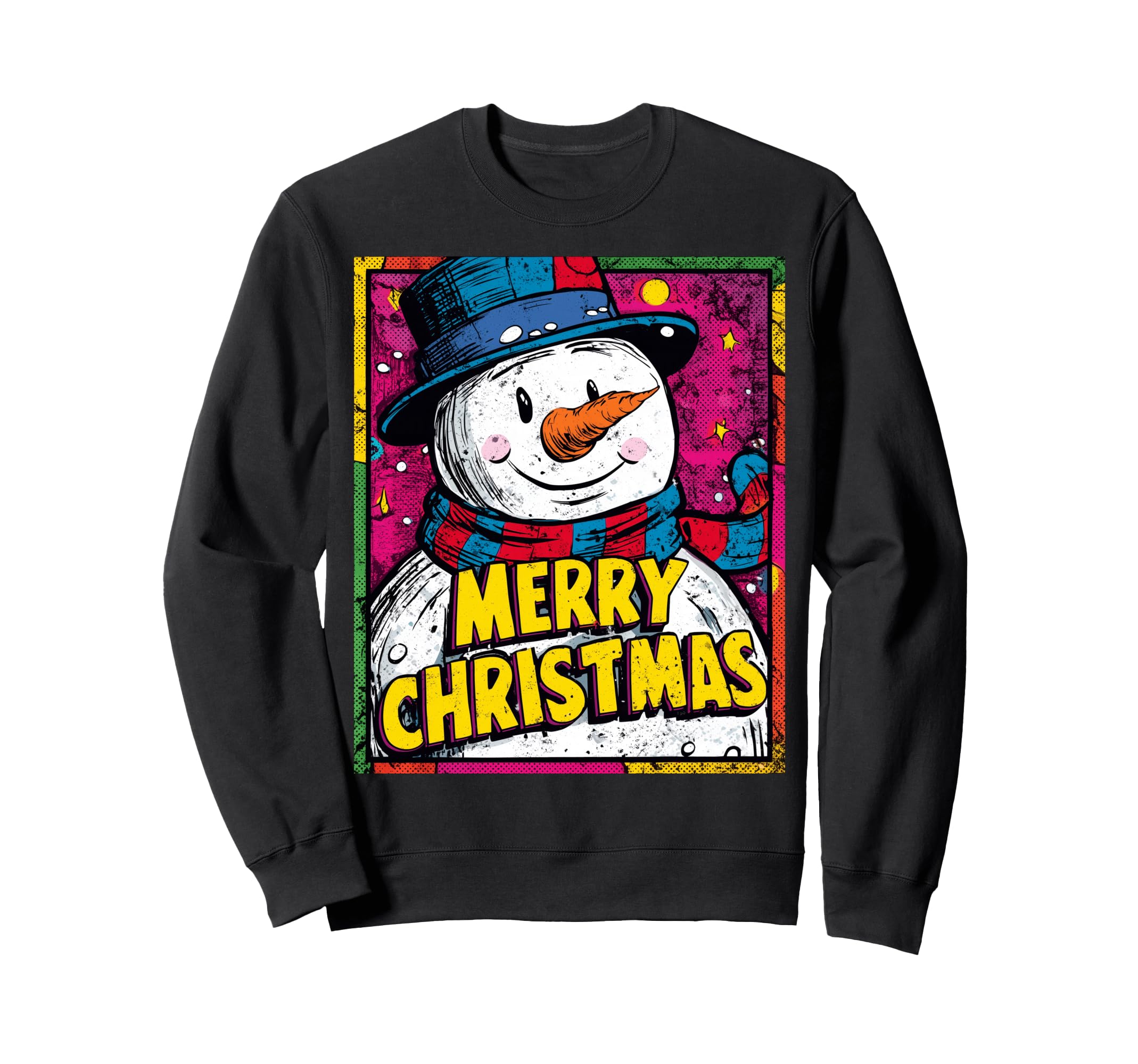 

Snowman Pop Art Merry Christmas Christmas Motif Sweatshirt чёрный