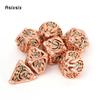 7 Pcs Golden Green Skull Metal Dice Hollow Metal Polyhedral Dice Set Suitable for Role-Playing RPG  Board Game Card Game