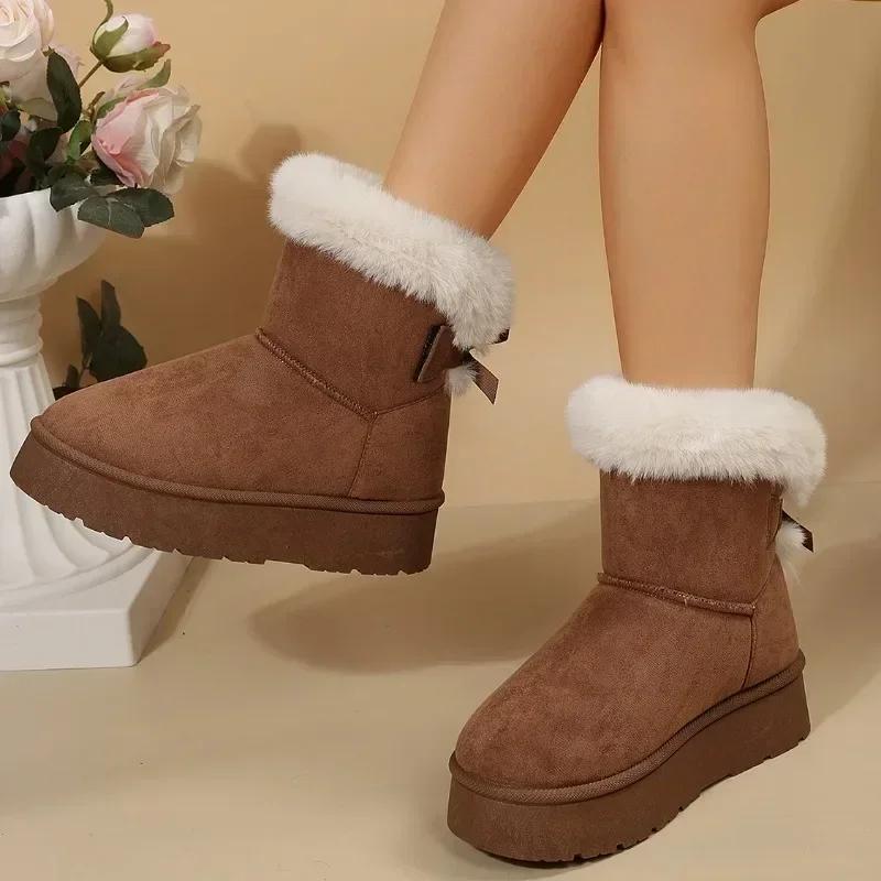 Women Boston Boots Snow Boots Winter Platform Boots Cashmere Warm Thick Soles Cotton Shoes for Women Zapatos De Mujer