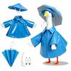 1 Set Porch Goose Outfit Lawn Goose Raincoat Hat And Umbrella Waterproof Goose Costume Rain Jacket for 23 Inch Goose Statue Summer Outdoor Garden