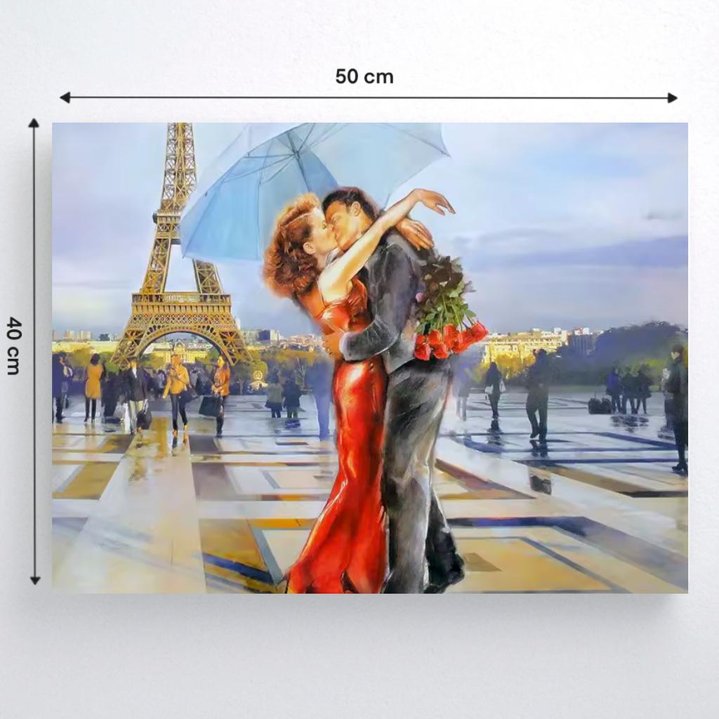 Malowanie Po Numerach Z Ramą Obrazy Do Malowania - Para Paryż 50X40 Cm