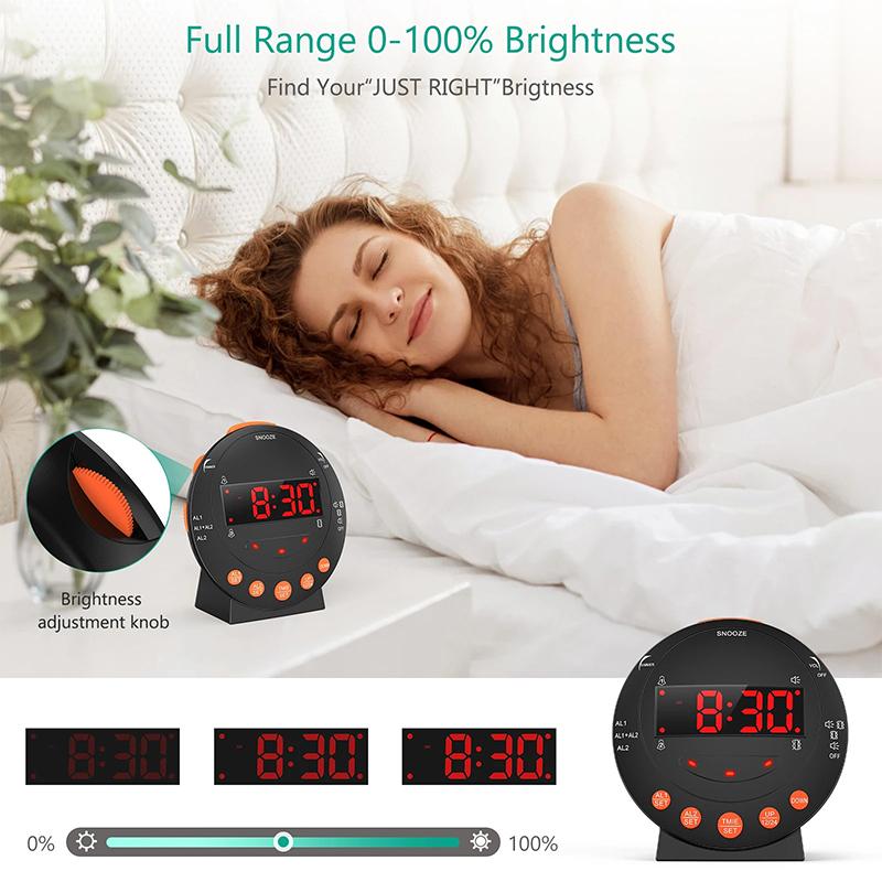 Loud Alarm Clock With Bed Shaker Vibrating Alarm Clock With Flash Light Brightness Adjustable Snooze Dual Alarm Setting Usb