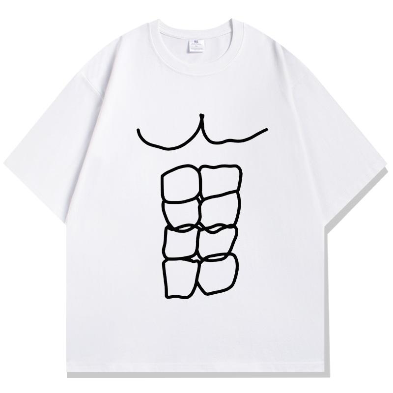 Fun Fitness Abdominal Muscle Print Tshirt Unisex Short Sleeve Tshirt Unisexs Sports Top Summer Streetwear Graphic T Shirts