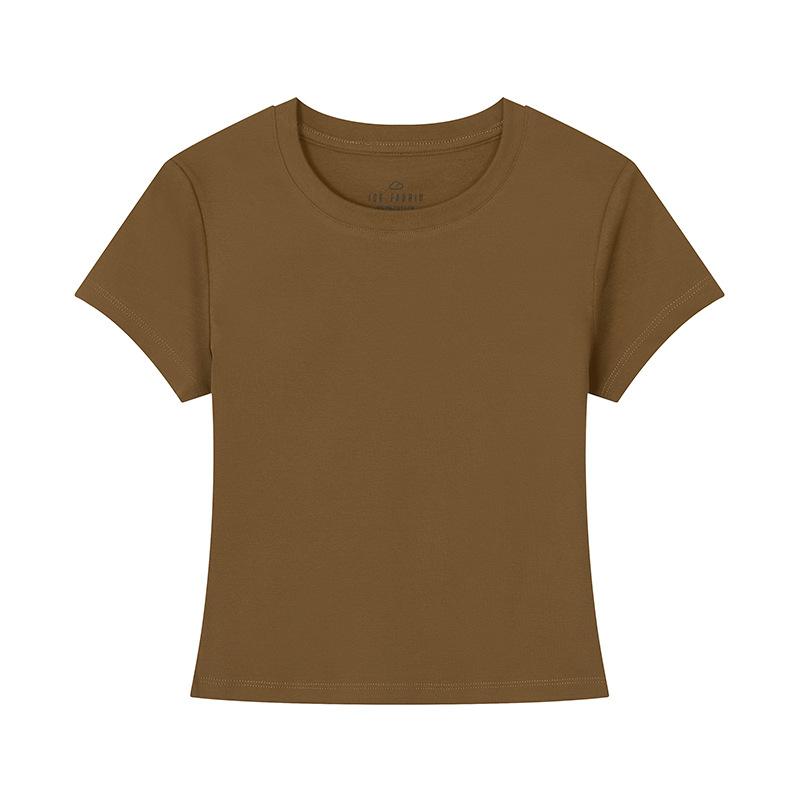 Solid Color Short-sleeved T-shirt for Women's New Inner Round Neck Bottoming Shirt Versatile and Slim