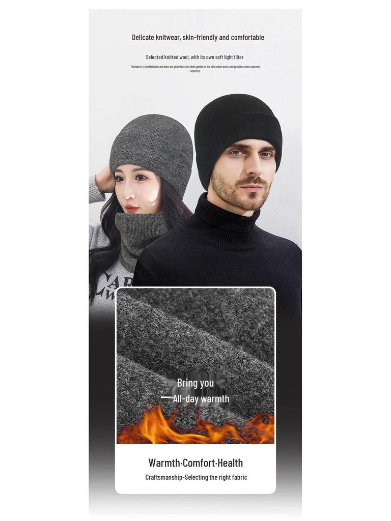 Winter Anti-Cold Wool Knit Hat with Ear Protection, Unisex for Outdoor Cycling & Skiing, Plus Velvet Yarn for Extra Warmth