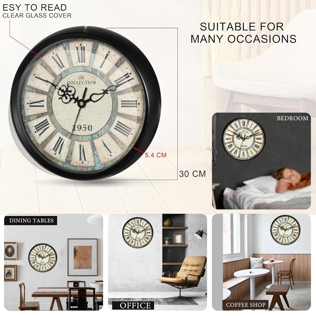 12-inch Plastic Designer Sweep Silent (No Tic-Tic Sound) Quartz Movement Round Wall Clock for Home, Wall Clock for Living Room, (30 Cm X 30 Cm X 6 Cm)