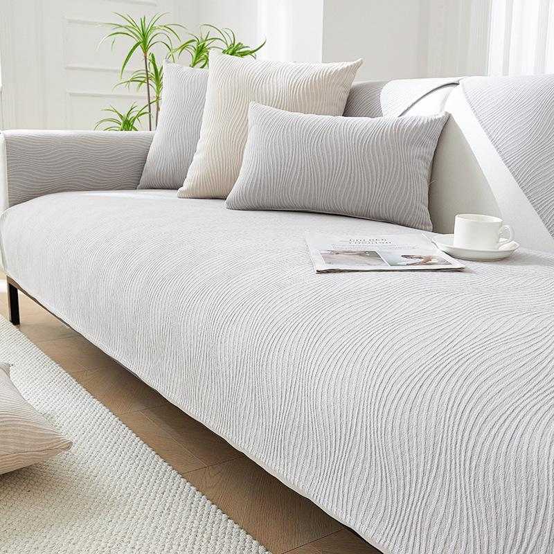 Sofa Cover Chenille Anti Cat Scratch No Pilling Solid Color Universal for All Seasons Sofa Covers for Living Room
