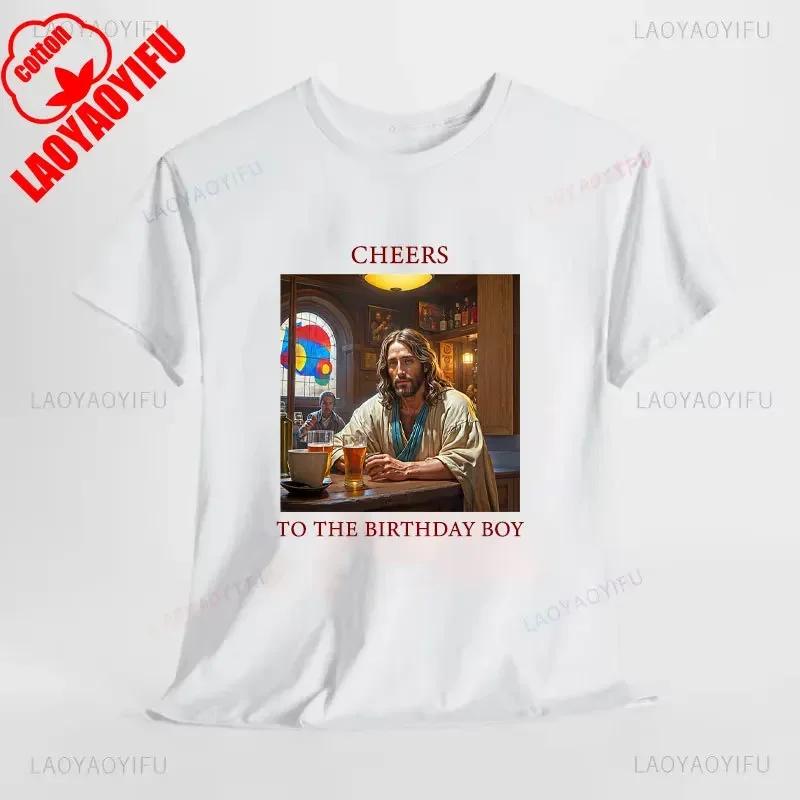Lustige Weihnachtsgrüße für das Geburtstagskind Jesus Weihnachts-T-Shirt Frau Mann Rot Grün Baumwoll-T-Shirts Neujahr Weihnachten Oberteile