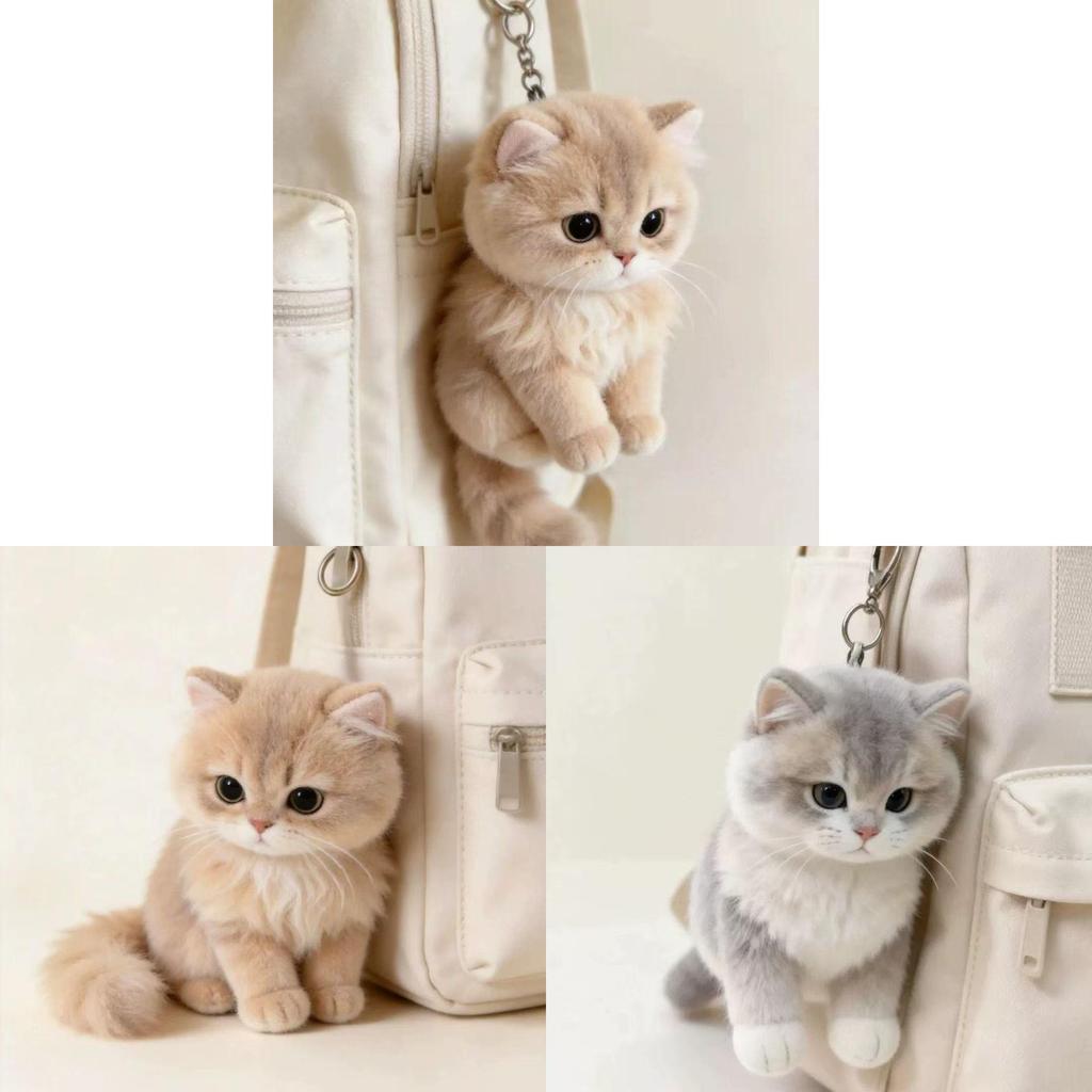 Portachiavi Gatto Peluche Con Materiale Peluche Corto Morbido Per Regalo E Decorazione Borsa